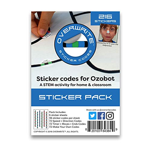 Overwrite Sticker Codes Pack for Ozobot Bit & Evo - 216 Coding Stickers