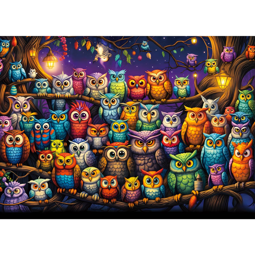Owl Family 1000-Piece Jigsaw Puzzle with Letters on Back – Challenging Adult Puzzle by TangComplete (70 x 50 cm)