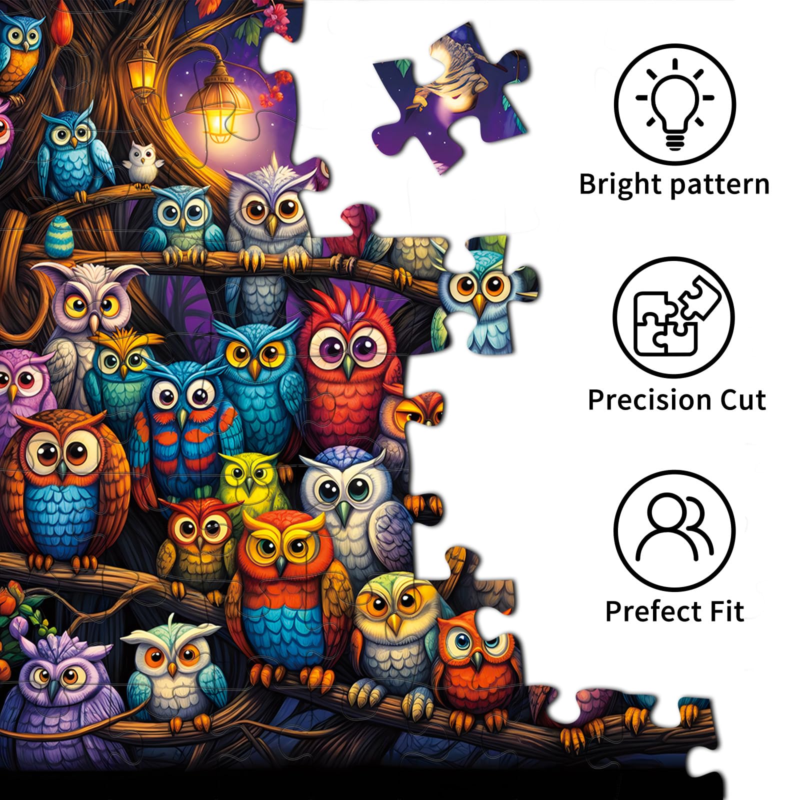 Owl Family 1000-Piece Jigsaw Puzzle with Letters on Back – Challenging Adult Puzzle by TangComplete (70 x 50 cm)