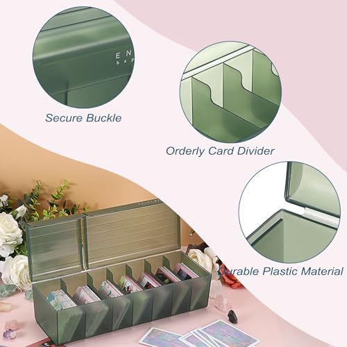 OwnMy Plastic Card Storage Box - Green, Holds 300+ Cards with Dividers