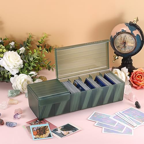 OwnMy Plastic Card Storage Box - Green, Holds 300+ Cards with Dividers