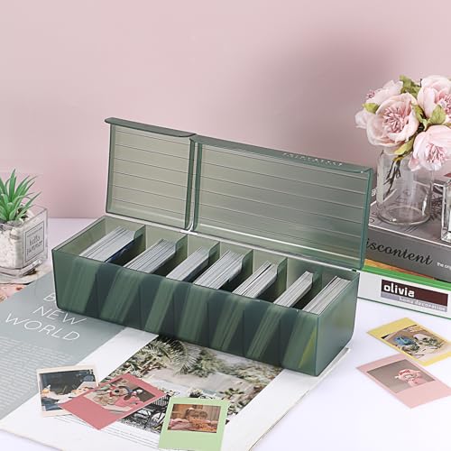 OwnMy Plastic Card Storage Box - Green, Holds 300+ Cards with Dividers