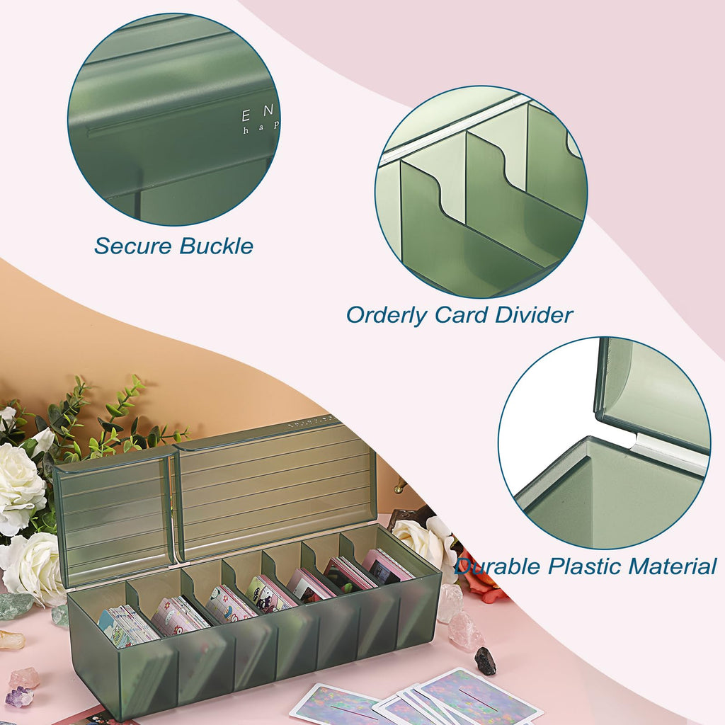OwnMy Plastic Card Storage Box - Green, Holds 300+ Cards with Dividers