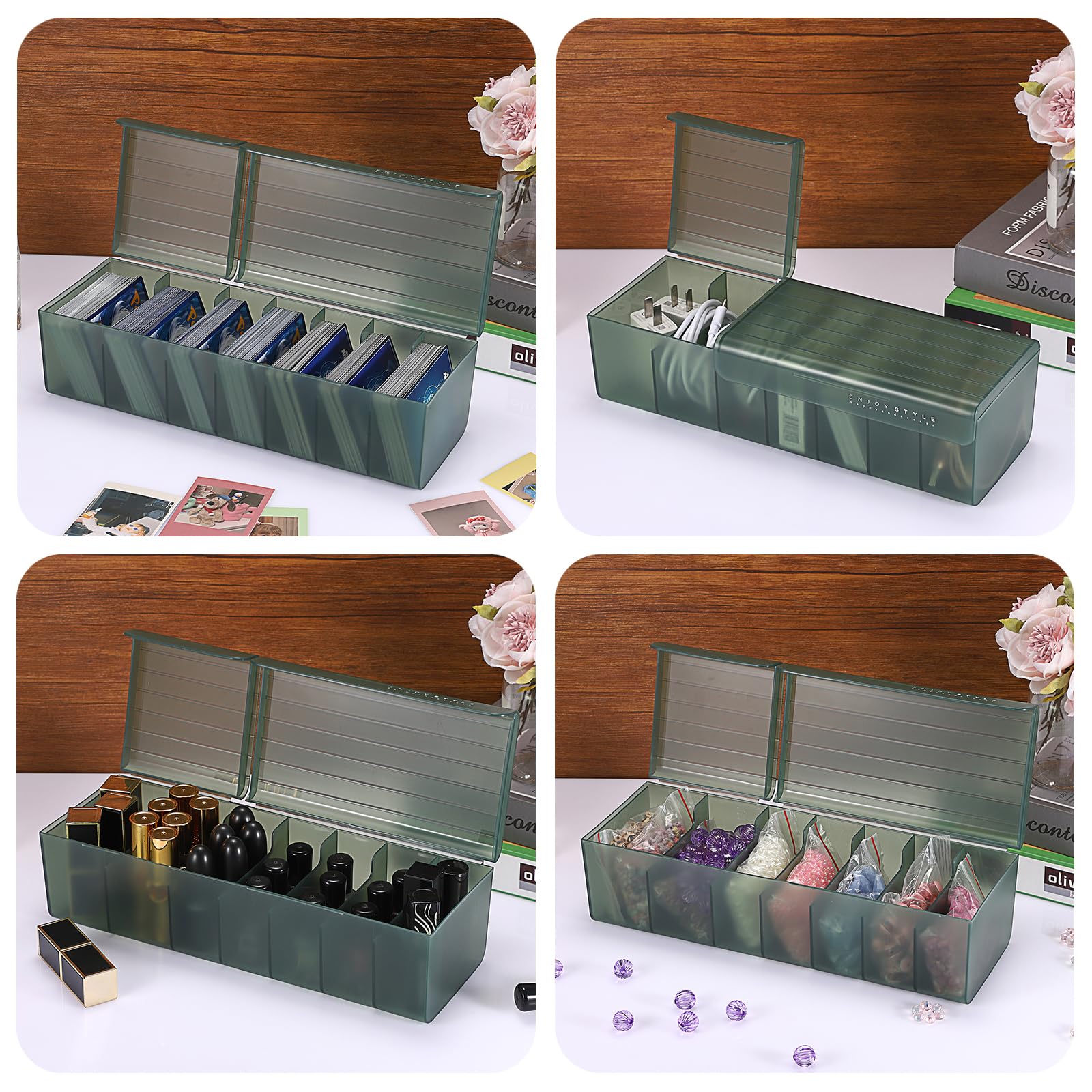 OwnMy Plastic Card Storage Box - Green, Holds 300+ Cards with Dividers