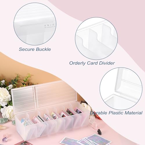OwnMy White Plastic Trading Card Storage Box with Fixed Dividers, Holds 300+ Cards