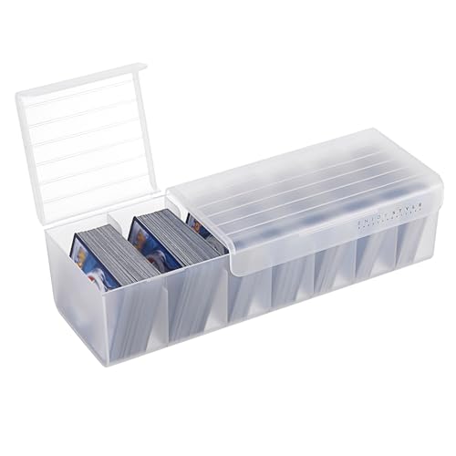 OwnMy White Plastic Trading Card Storage Box with Fixed Dividers, Holds 300+ Cards