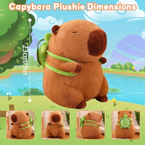 OZIF 10-Inch Capybara Plush with Turtle Backpack - Soft Stuffed Animal Toy for Kids