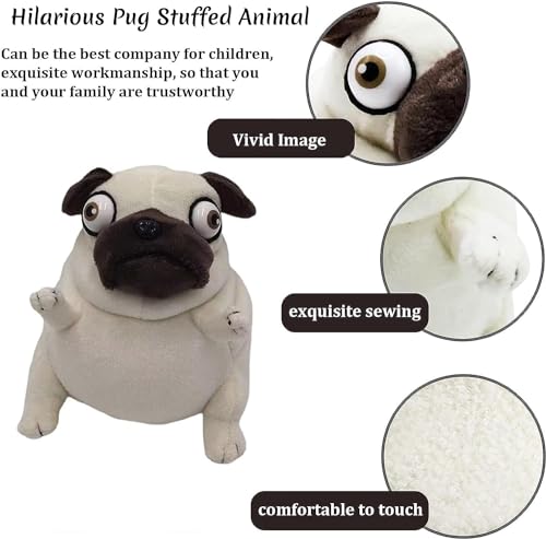 OZIF Cute Pug Plush Stuffed Animal in Costume - 7 Inch Soft Plushie with Hanging Chain, Washable Dog Toy for Kids and Collectors