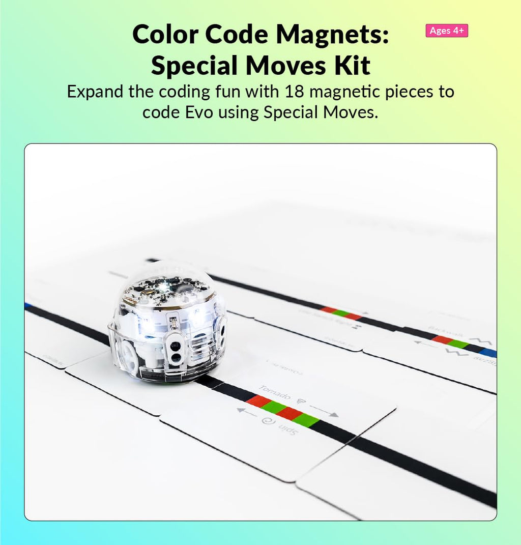 Ozobot Color Code Magnets Special Moves Kit - 18 Tile Coding Set for Kids Ages 3+