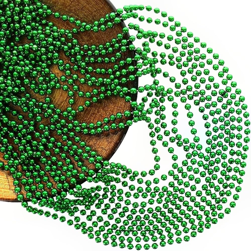 Pack of 50 Green Bead Necklaces (30") by Amscan – Party Favors for Mardi Gras, Halloween & More