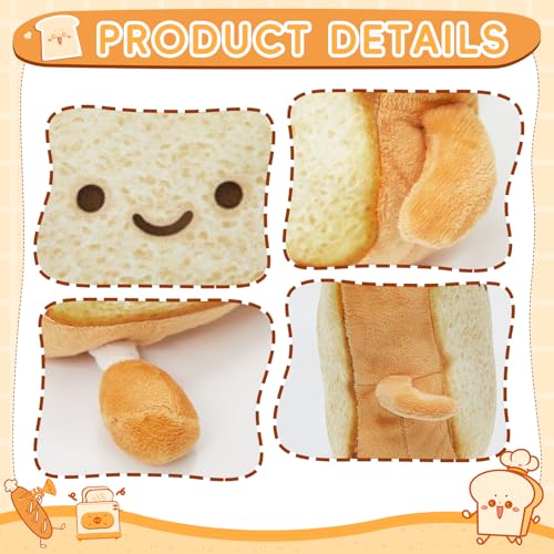 Pacreck Toast Bread Plush Pillow – 7-Inch Cute Bear Face Stuffed Toy for Kids and Adults