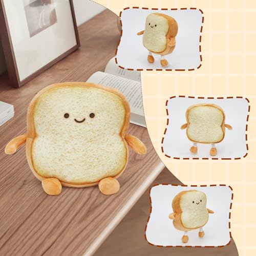 Pacreck Toast Bread Plush Pillow – 7-Inch Cute Bear Face Stuffed Toy for Kids and Adults