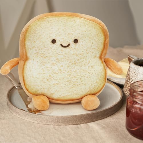 Pacreck Toast Bread Plush Pillow – 7-Inch Cute Bear Face Stuffed Toy for Kids and Adults
