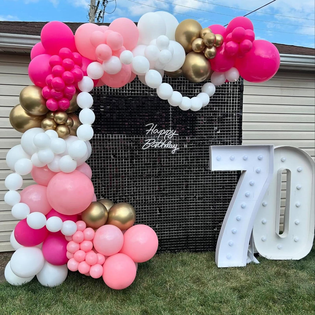 Paeyeq Pink and Gold Balloons 60 Pack – 12 Inch Latex Balloons for Birthday, Wedding, Baby Shower Decorations