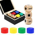 Pagather Left Right Roll Dice Game Set – Wooden Box, 3 Dice & 48 Chips for Travel & Family Fun