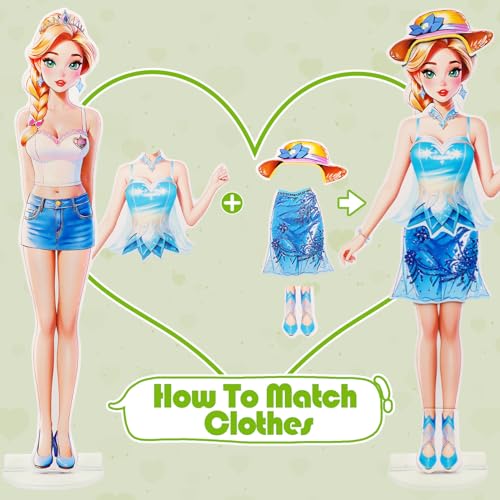 PainZieteg Magnetic Dress Up Dolls for Girls Ages 4-10 – Lea Princess Paper Doll with Magnetic Outfits