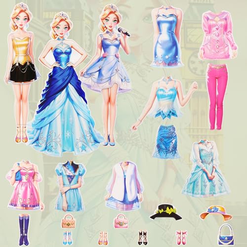 PainZieteg Magnetic Dress Up Dolls for Girls Ages 4-10 – Lea Princess Paper Doll with Magnetic Outfits