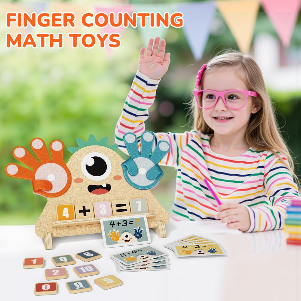 Paisure Finger Counting Math Toy for Kids 3-5 – Montessori Monster Toy with Number Blocks, Hands-On Addition & Subtraction Learning