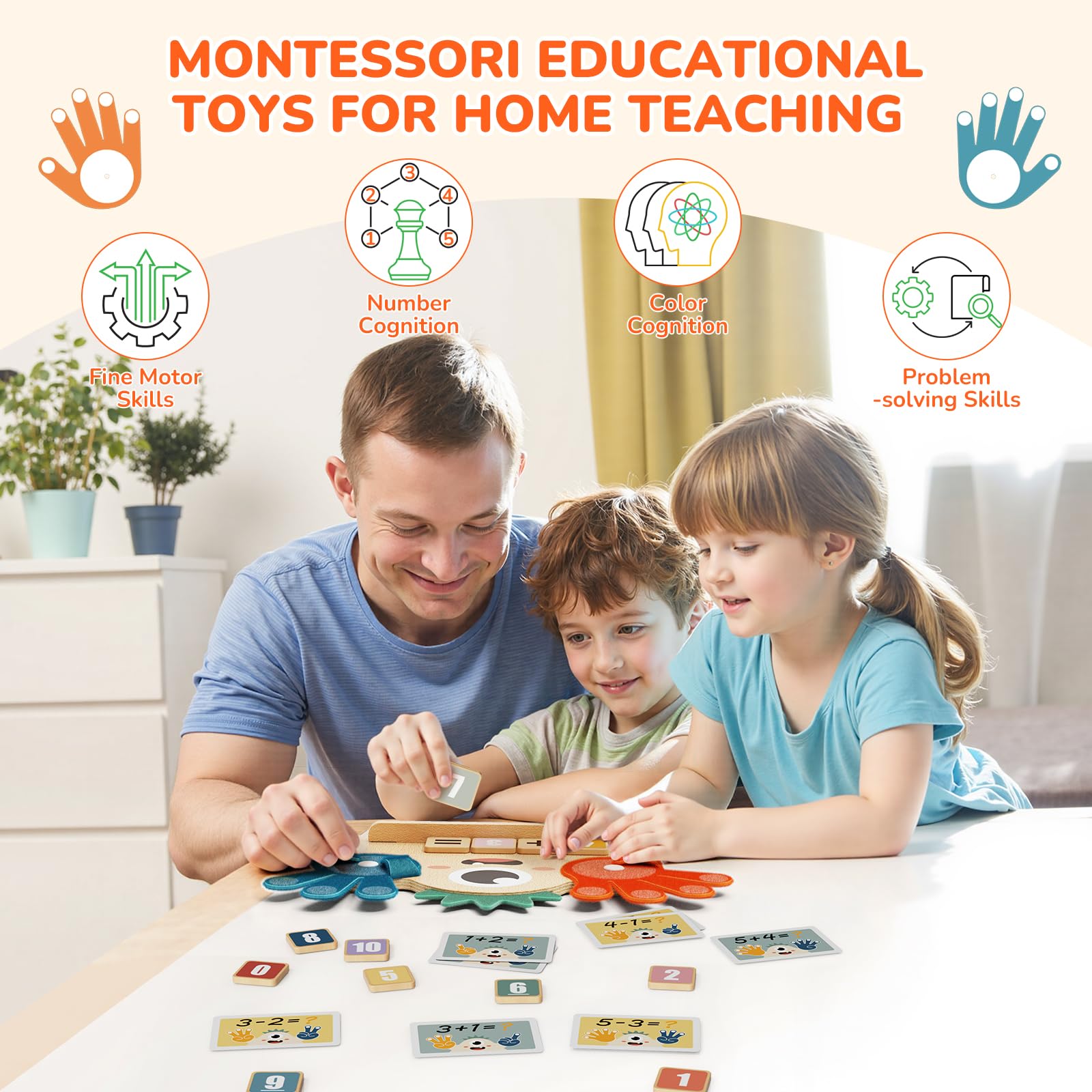 Paisure Finger Counting Math Toy for Kids 3-5 – Montessori Monster Toy with Number Blocks, Hands-On Addition & Subtraction Learning