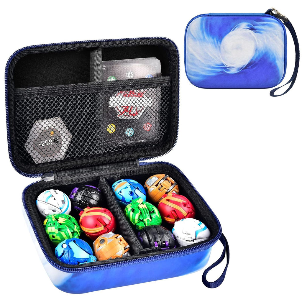 PAIYULE Bakugan Storage Case - Blue Faux Leather Organizer for BakuGear, Cards & Figures