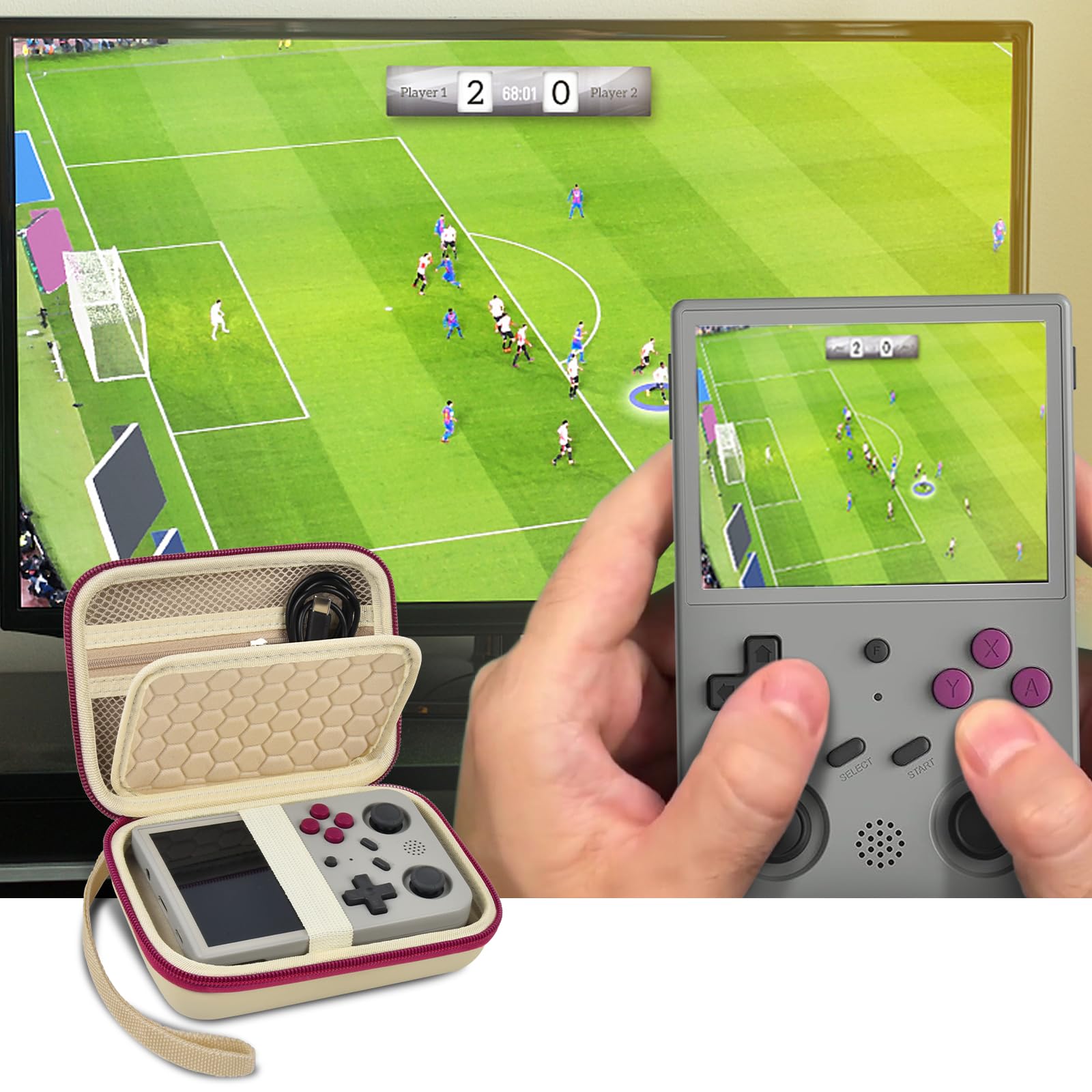 PAIYULE Travel Case for RG353V/RG353VS/R36S – Beige Handheld Console Carrying Bag