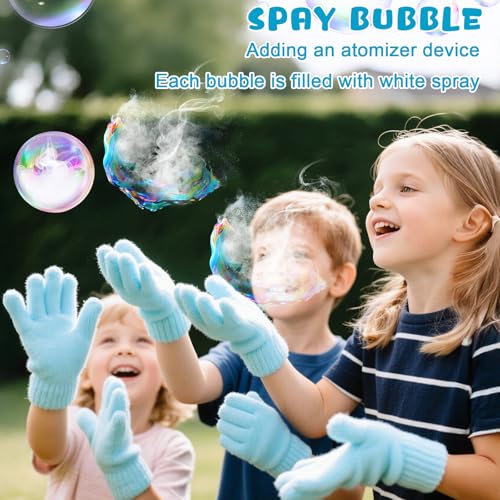 Palksky Fog Bubble Machine – Smoke-Filled Bubbles with Magic Gloves for Kids