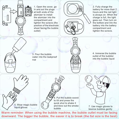 Palksky Fog Bubble Machine – Smoke-Filled Bubbles with Magic Gloves for Kids