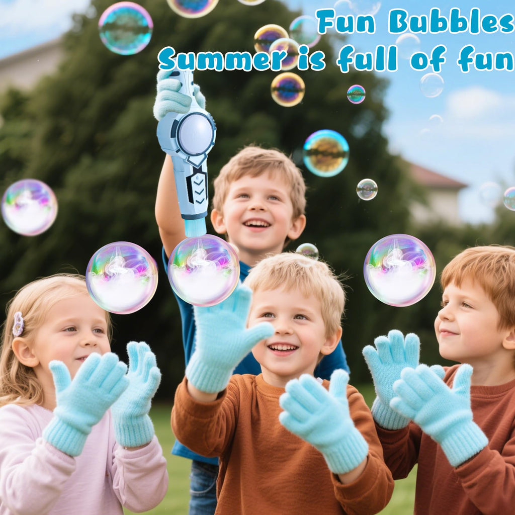 Palksky Fog Bubble Machine – Smoke-Filled Bubbles with Magic Gloves for Kids