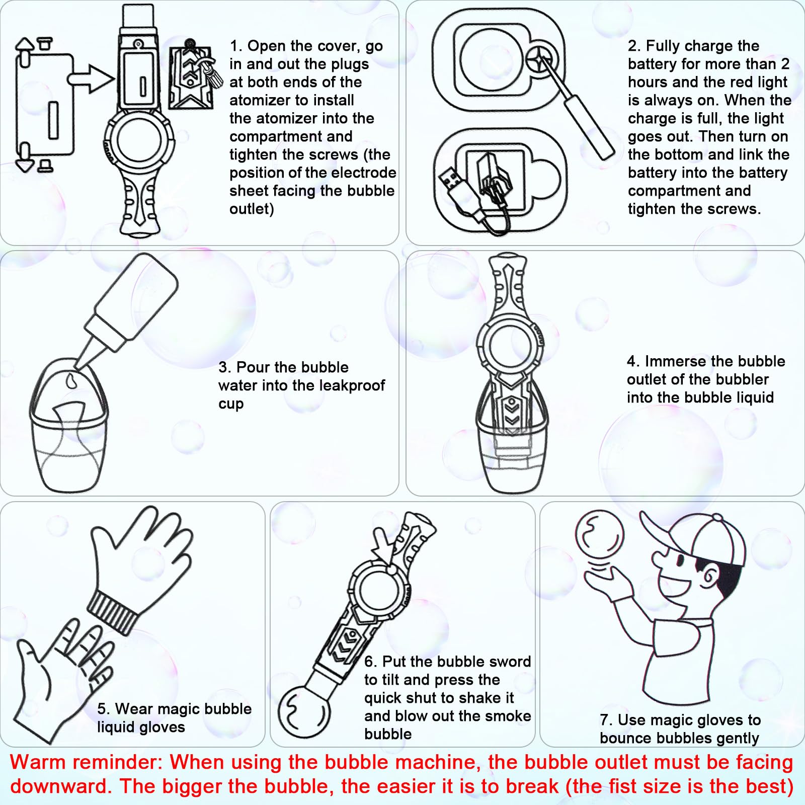 Palksky Fog Bubble Machine – Smoke-Filled Bubbles with Magic Gloves for Kids