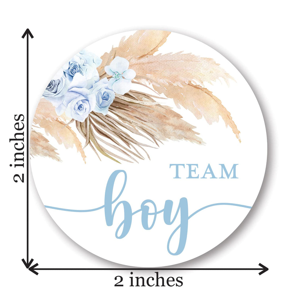 Pampas Grass Gender Reveal Stickers – 40 Labels (20 Pink, 20 Blue) by InvitationHouse