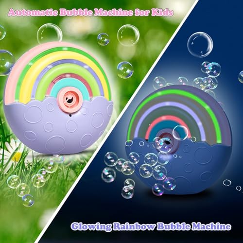 PANACARE Astronaut Bubble Machine with Fireworks Effect – 20,000+ Bubbles/Min, Rechargeable, DIY Stickers, 240ml Tank
