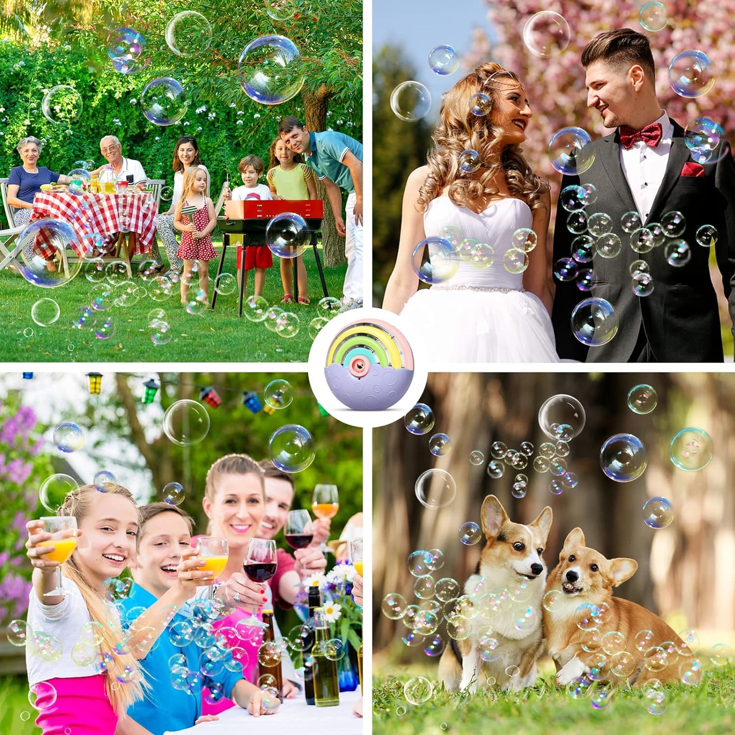 PANACARE Astronaut Bubble Machine with Fireworks Effect – 20,000+ Bubbles/Min, Rechargeable, DIY Stickers, 240ml Tank