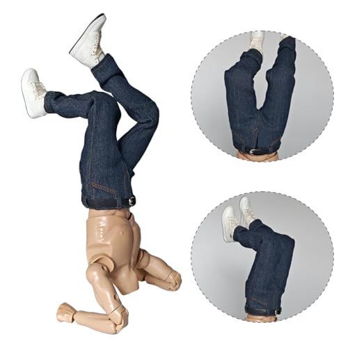 Panchitalk 1/6 Scale Classic Jeans with Belt for 12-Inch Male Action Figures – Navy Blue