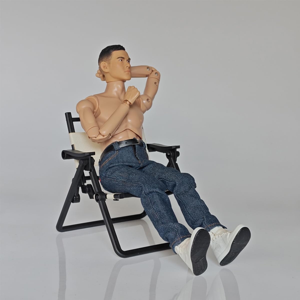 Panchitalk 1/6 Scale Classic Jeans with Belt for 12-Inch Male Action Figures – Navy Blue