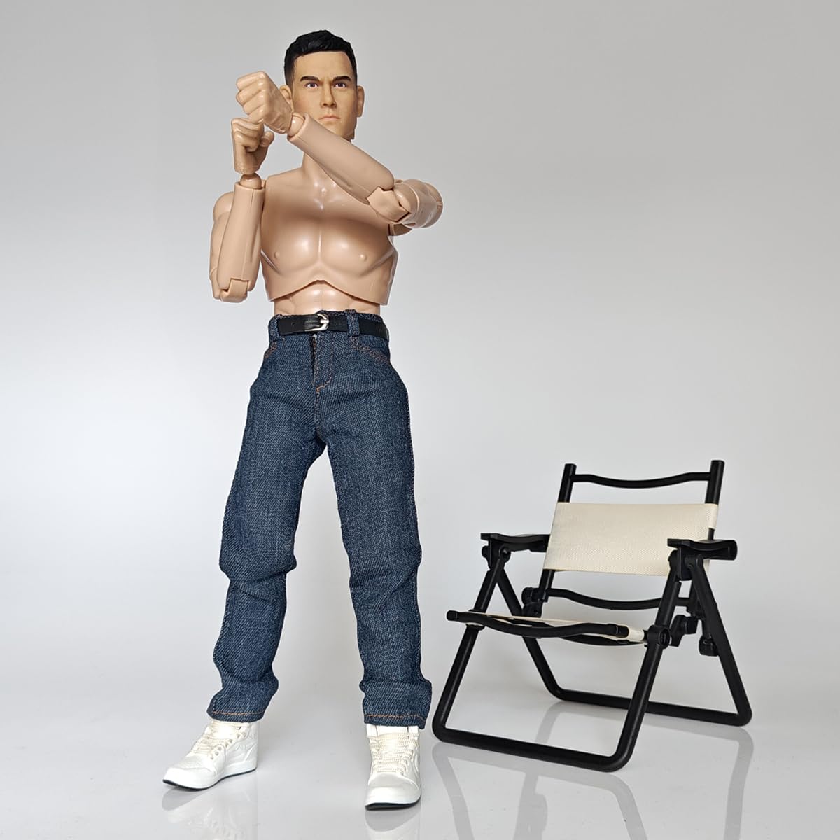 Panchitalk 1/6 Scale Classic Jeans with Belt for 12-Inch Male Action Figures – Navy Blue