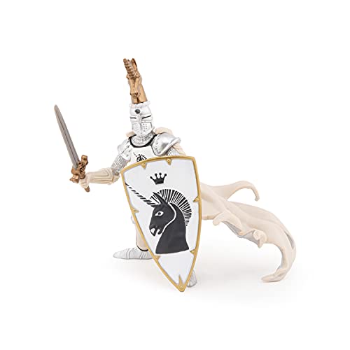 Papo Knight Unicorn Silver Figurine – Hand-Painted Master at Arms Collectible