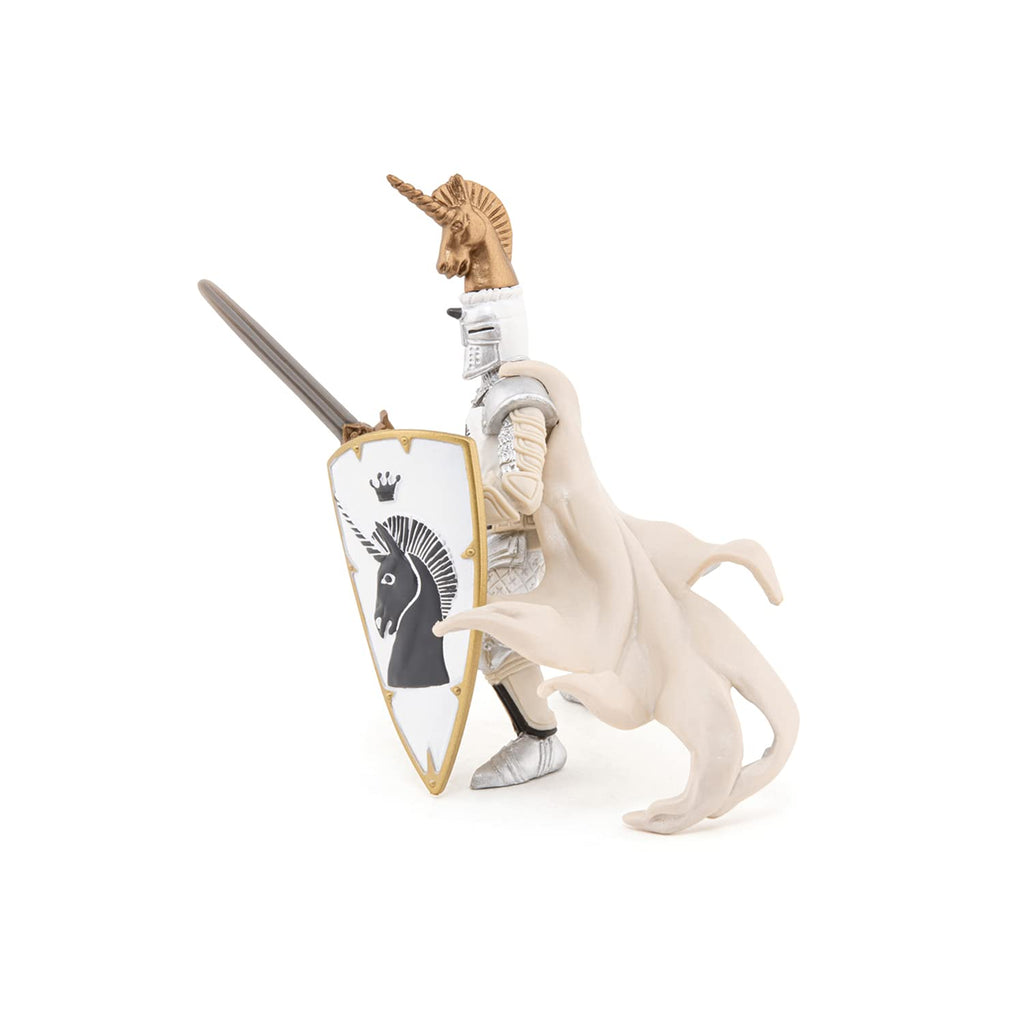 Papo Knight Unicorn Silver Figurine – Hand-Painted Master at Arms Collectible