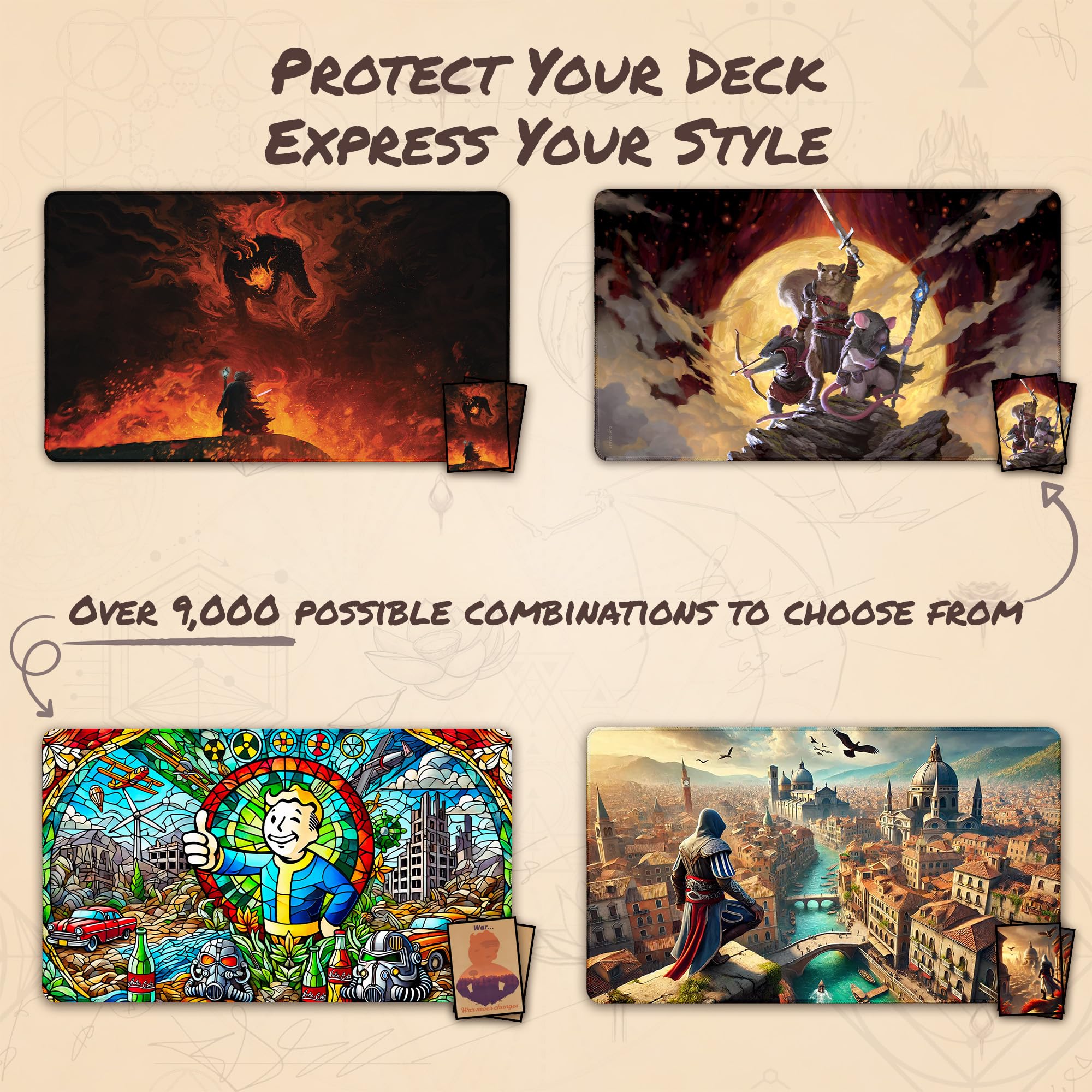 Paramint Stained Glass Blue Island Card Sleeves (Smooth) – 104 Standard-Size Sleeves for MTG, Lorcana – Matte Back, Semi-Gloss Front