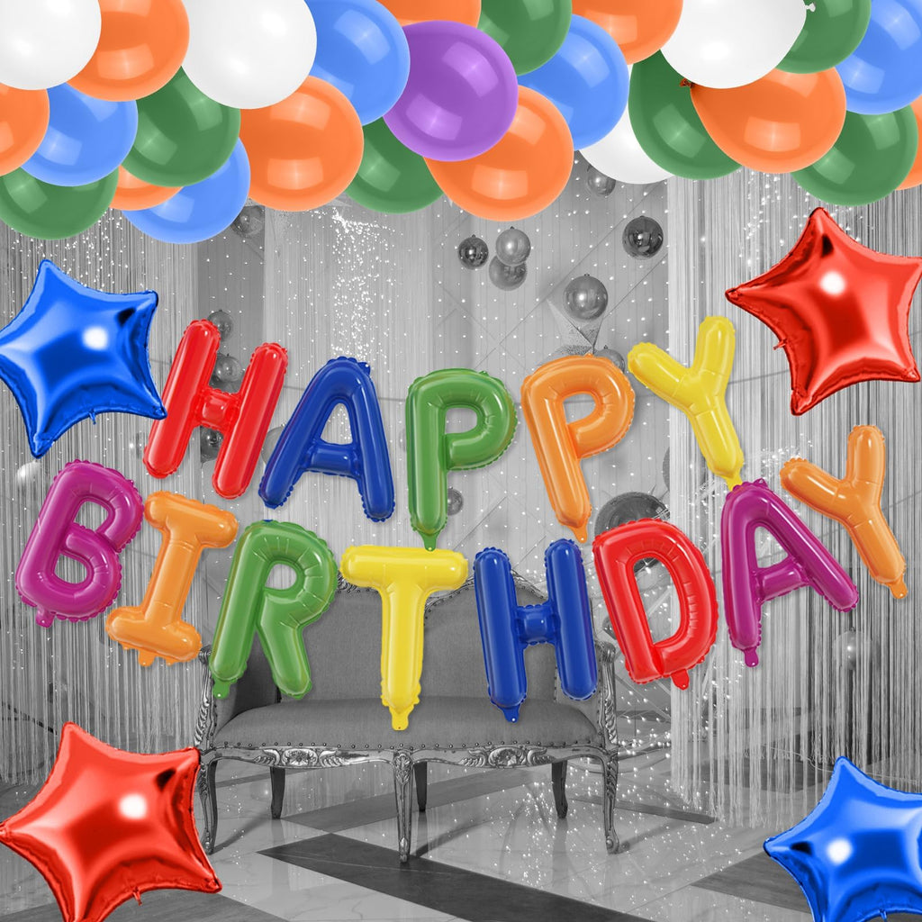 Paready 29-Piece Rainbow Happy Birthday Balloon Set – Foil Banner, Star Balloons & Latex Balloons for Party Decorations