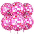 Paready 6-Pack 22-Inch Pink Disco Ball Balloons – 4D Foil Balloons for Party Decor