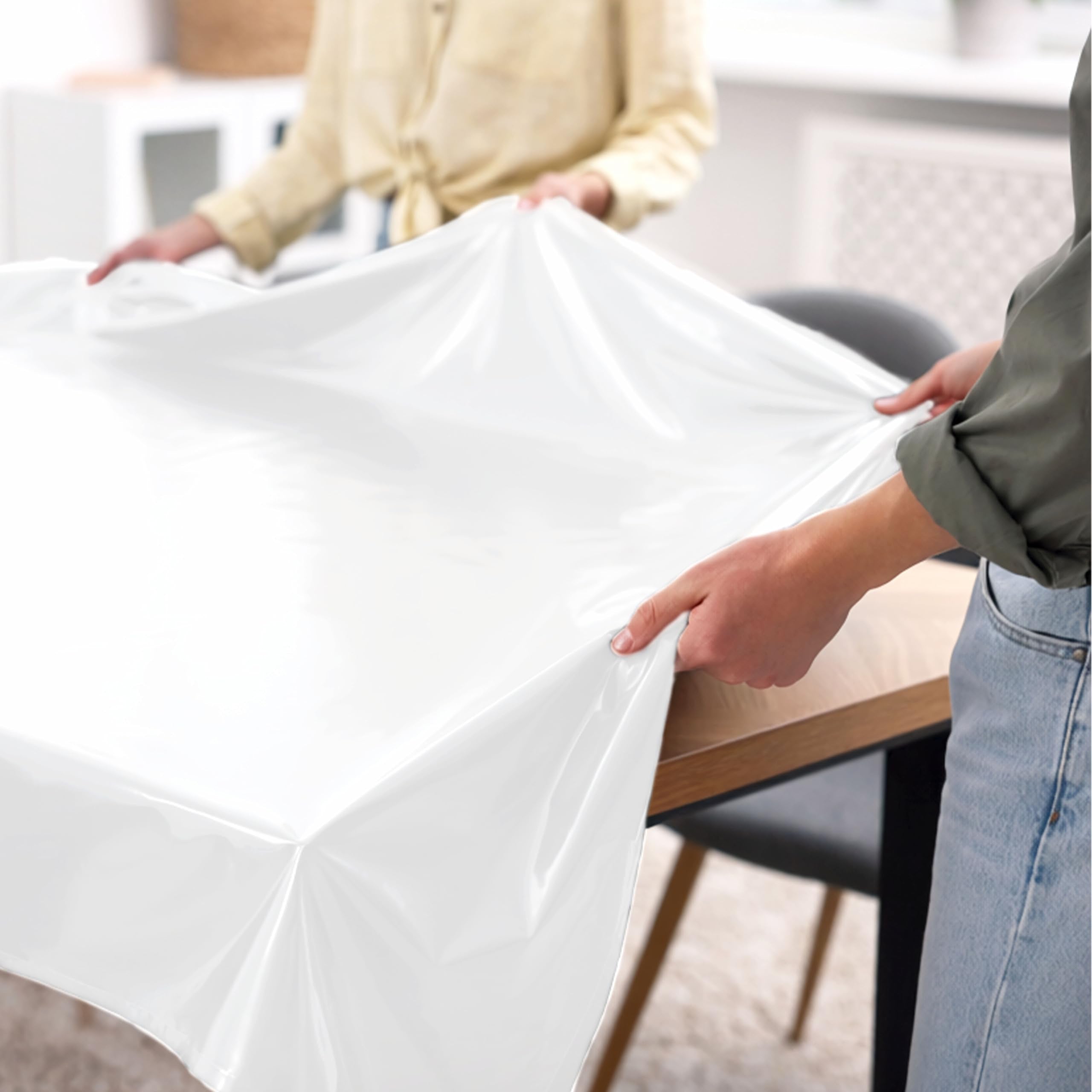 Party City Plastic Tablecover Set of 5 - White, 108 x 54 Inches, Rectangular