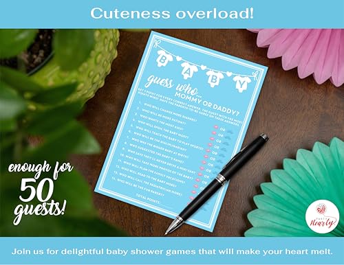 Party Hearty 50-Piece Baby Shower Guess Who Game Cards – Blue Boy Theme