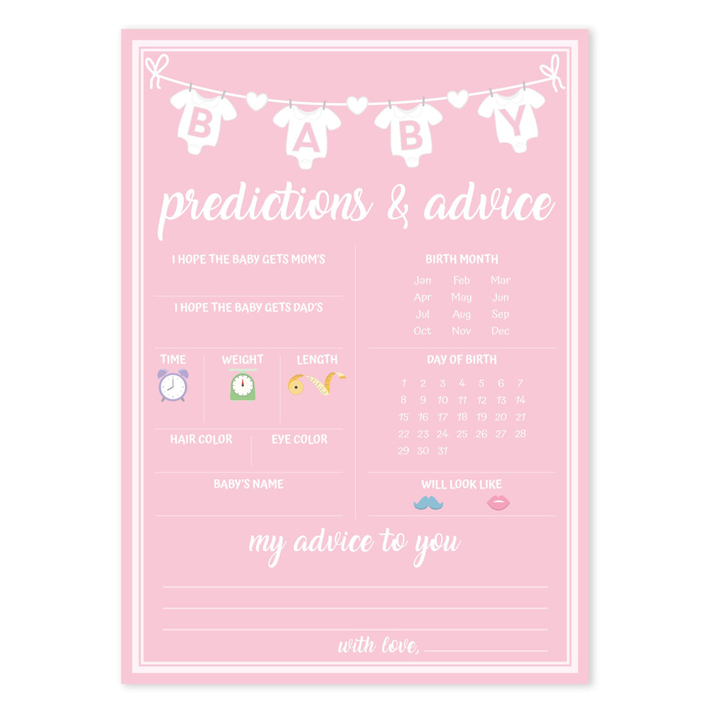 Party Hearty 50-Piece Pink Baby Shower Prediction & Advice Game Cards – Fun Activity for Girls