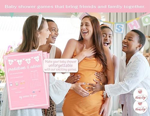 Party Hearty 50-Piece Pink Baby Shower Prediction & Advice Game Cards – Fun Activity for Girls