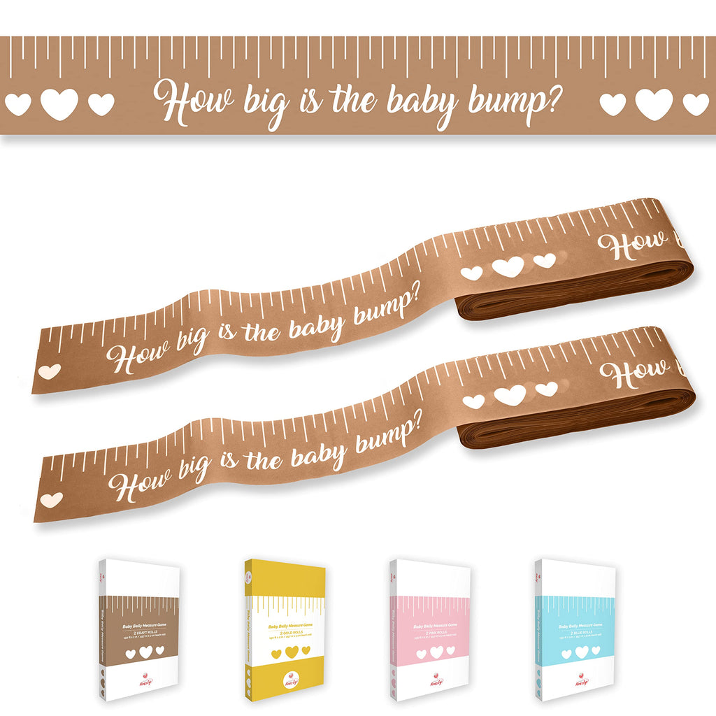 Party Hearty Baby Shower Tummy Measure Game – 2 Rolls, 2in x 150ft, Fun Gender Neutral Icebreaker