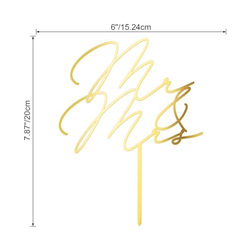Party to Be Mr & Mrs Wedding Cake Topper – Golden Mirror Acrylic (6 inches)