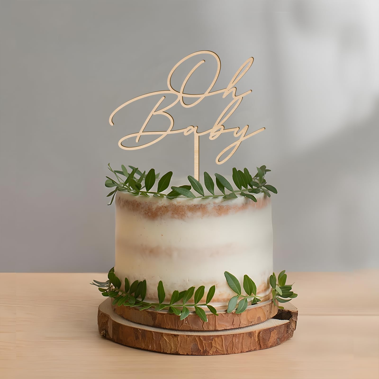 Party to Be Oh Baby Wood Cake Topper – Baby Shower & Gender Reveal Decoration (Design 03)