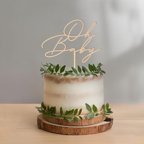 Party to Be Oh Baby Wood Cake Topper – Baby Shower & Gender Reveal Decoration (Design 03)