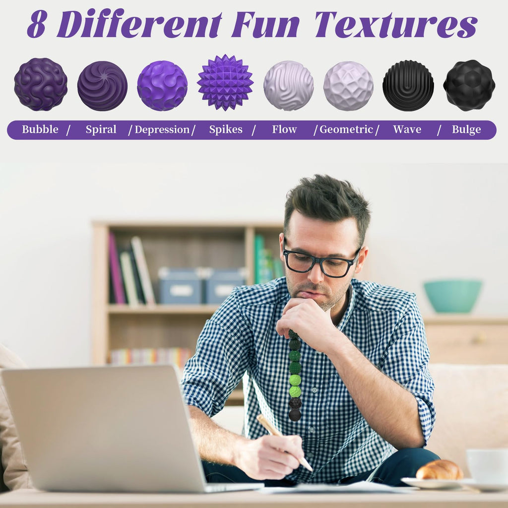 PARTY TONIGHT Silicone Magnetic Balls (8-Pack) - Quiet Fidget Toys for Adults & Teens with Textured Stress Relief