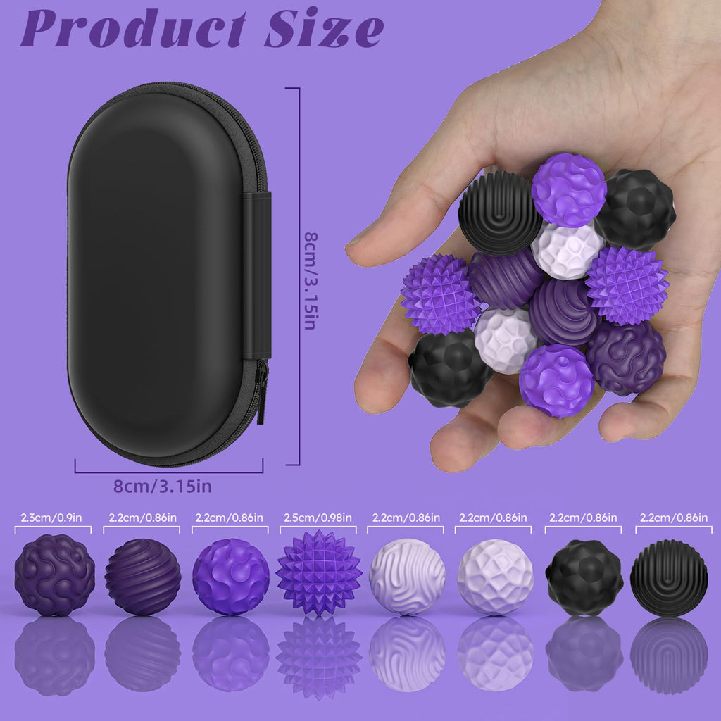 PARTY TONIGHT Silicone Magnetic Balls (8-Pack) - Quiet Fidget Toys for Adults & Teens with Textured Stress Relief